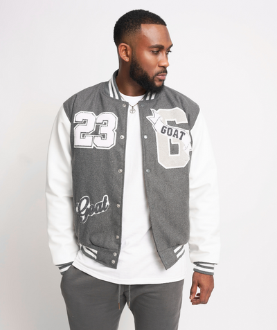 Vintage Wool Varsity Jacket (Cool Grey)