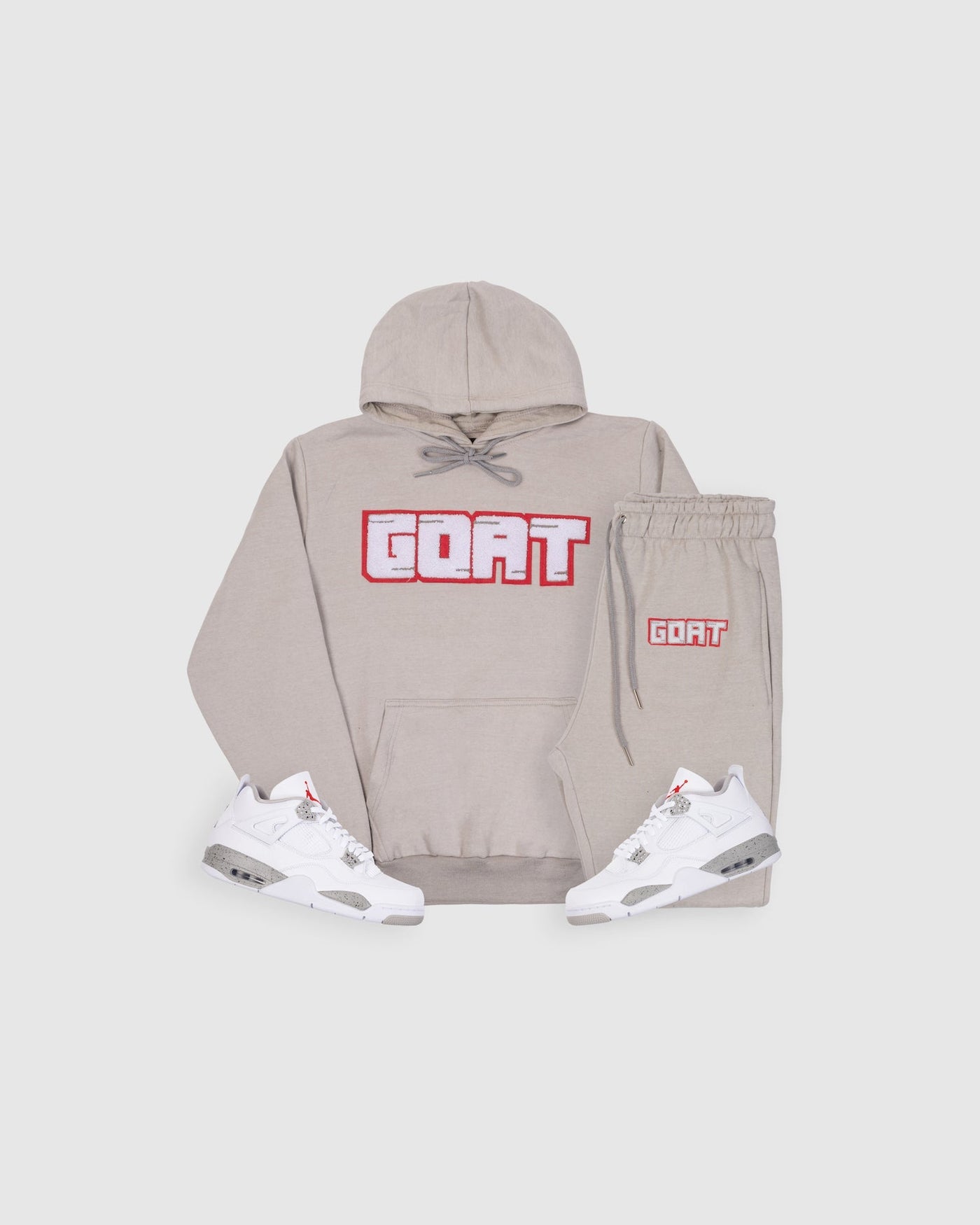 GOAT Classic Chenille Sweatsuit (White Oreo Grey)